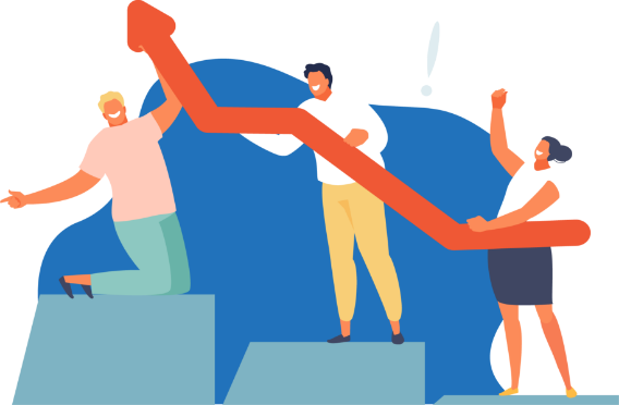 A group of people celebrating a victory on a podium, symbolizing competition and success
